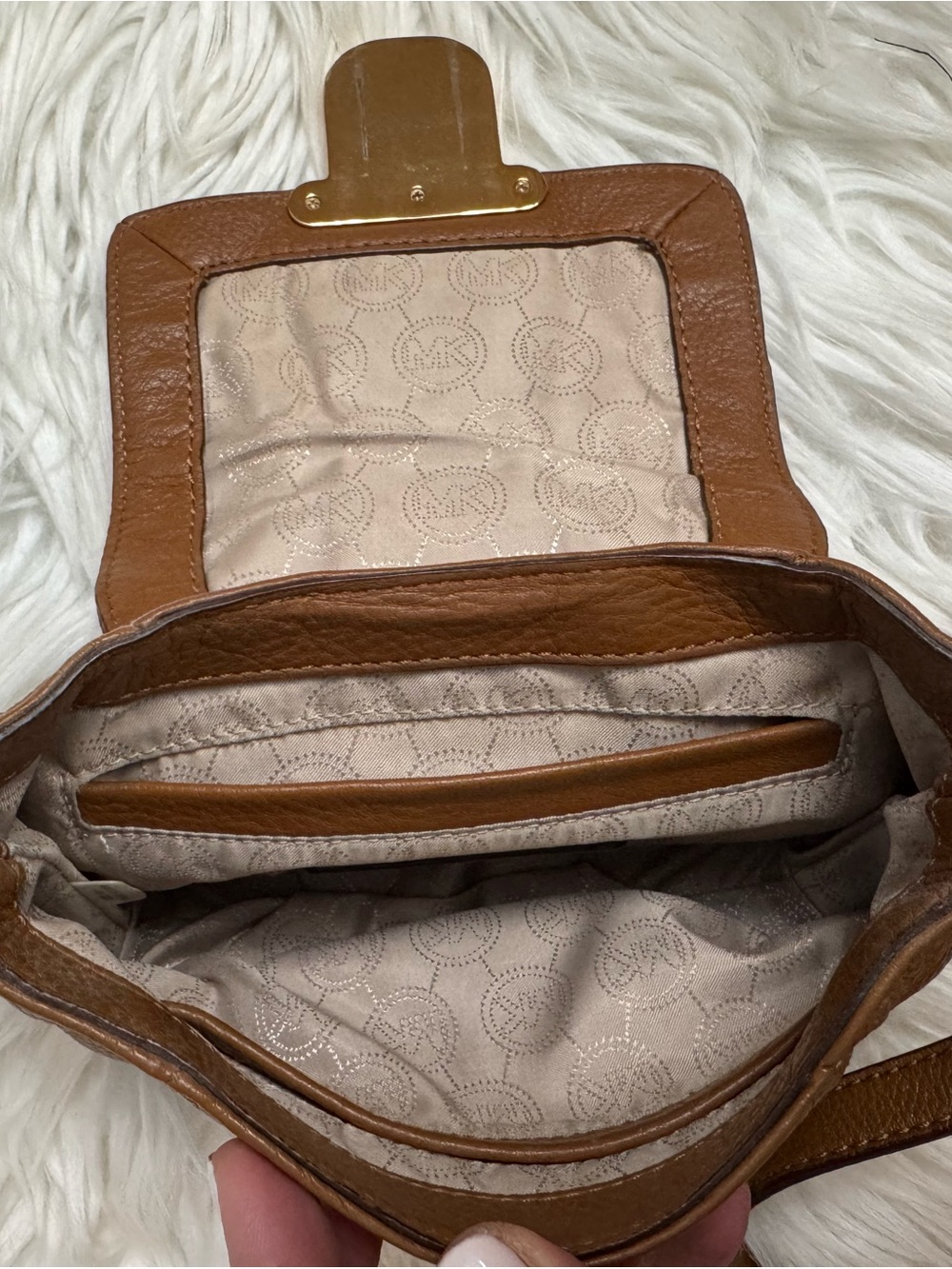 Michael Kors Leather Crossbody with Gold Hardware - Picture 6 of 7